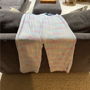 Hello Mello Blue Pajamas with Pink and White Waves